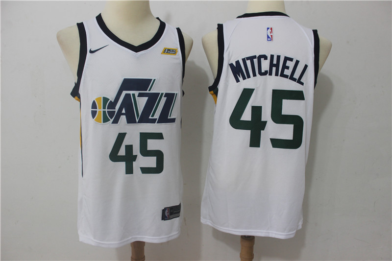 Men's Jazz 45 Donovan Mitchell White Nike Swingman NBA Stitched Jersey