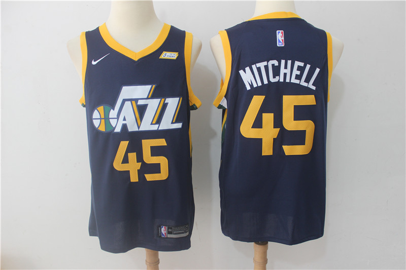 Men's Jazz 45 Donovan Mitchell Navy Nike Swingman NBA Stitched Jersey