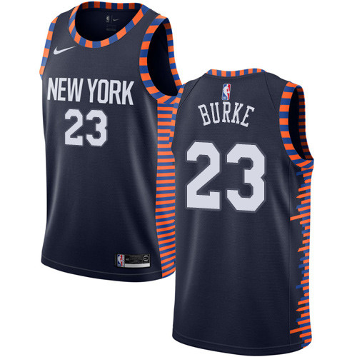 Nike Knicks #23 Trey Burke Navy NBA Swingman Association Edition Jersey