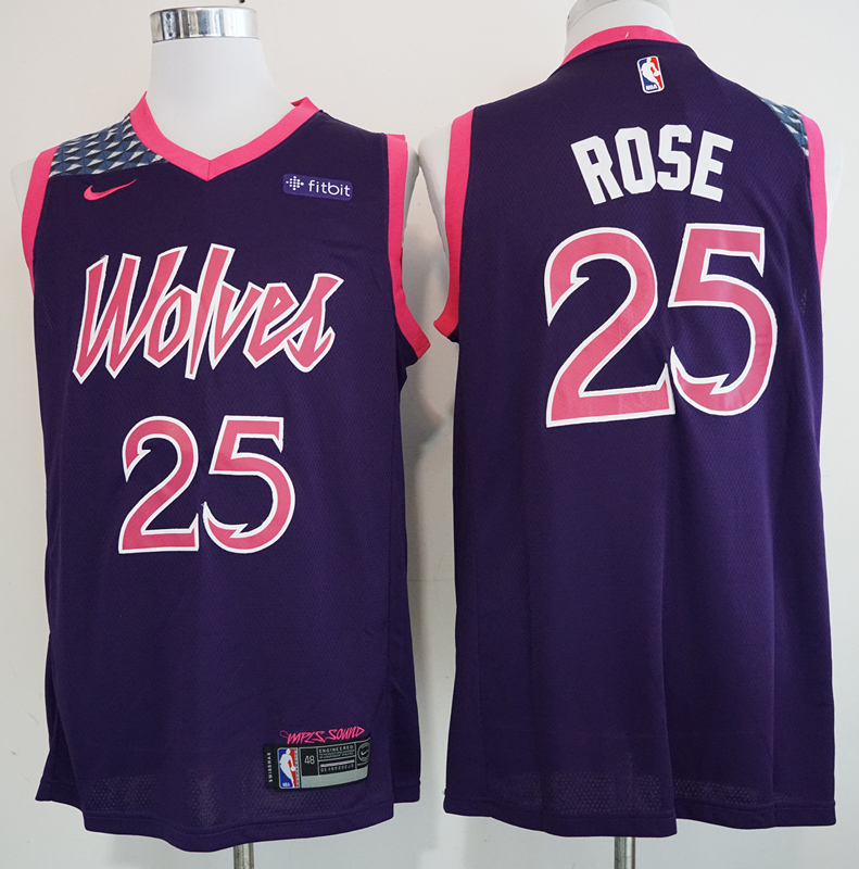 Timberwolves #25 Derrick Rose Purple 2018-19 City Edition Nike Swingman Jersey