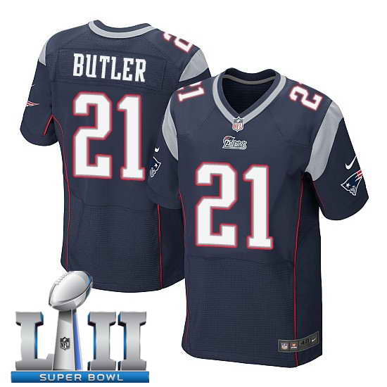 Nike New England Patriots #21 Malcolm Butler Stitched Navy 2018 Super Bowl LII Elite Jersey