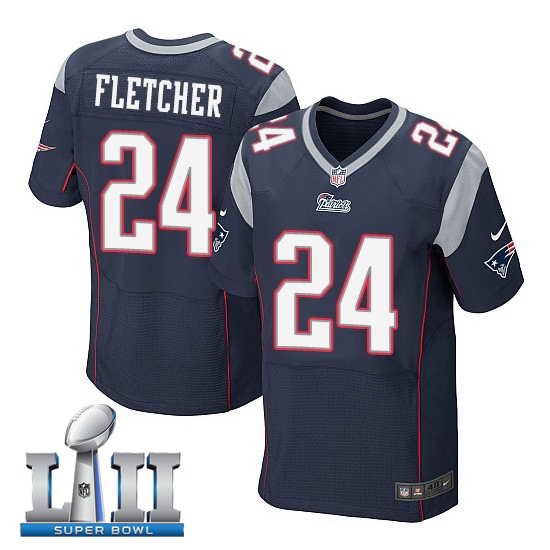 Nike New England Patriots #24 Bradley Fletcher Stitched Navy 2018 Super Bowl LII Elite Jersey