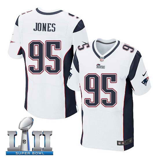 Nike New England Patriots #95 Chandler Jones Stitched White 2018 Super Bowl LII Elite Jersey