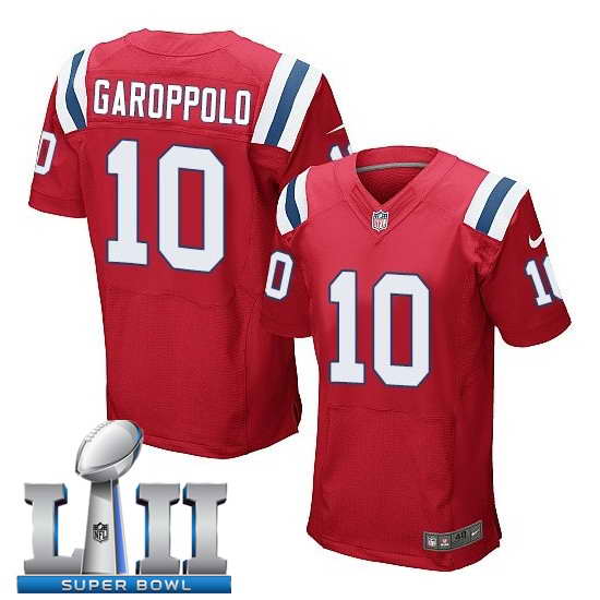 Nike New England Patriots #10 Jimmy Garoppolo Stitched Red 2018 Super Bowl LII Elite Jersey