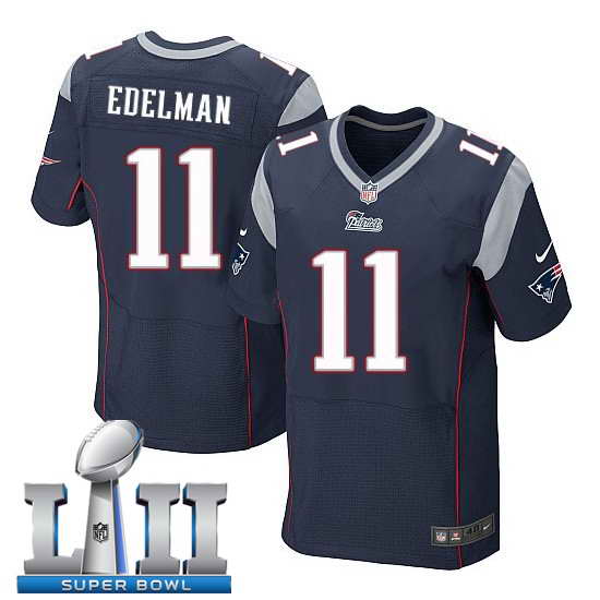 Nike New England Patriots #11 Julian Edelman Stitched Navy 2018 Super Bowl LII Elite Jersey