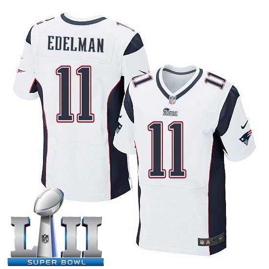 Nike New England Patriots #11 Julian Edelman Stitched White 2018 Super Bowl LII Elite Jersey