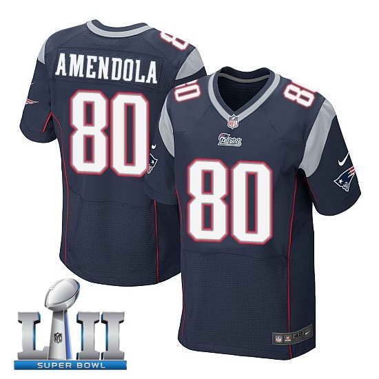 Nike New England Patriots #80 Danny Amendola Stitched Navy 2018 Super Bowl LII Elite Jersey