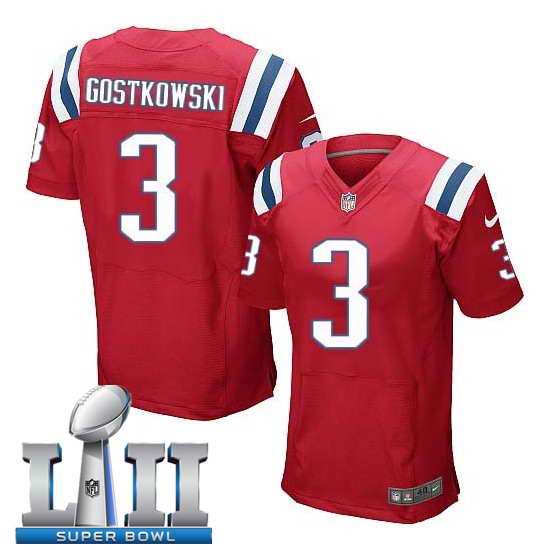 Nike New England Patriots #3 Stephen Gostkowski Stitched Red 2018 Super Bowl LII Elite Jersey