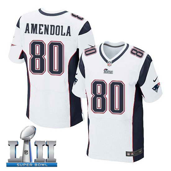 Nike New England Patriots #80 Danny Amendola Stitched White 2018 Super Bowl LII Elite Jersey