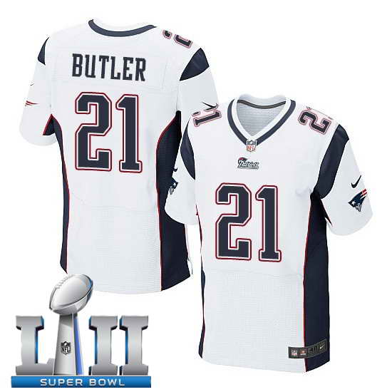 Nike New England Patriots #21 Malcolm Butler Stitched White 2018 Super Bowl LII Elite Jersey