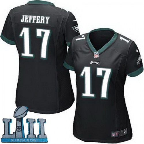 Women Nike Philadelphia Eagles #17 Alshon Jeffery Stitched Black 2018 Super Bowl LII Game Jersey