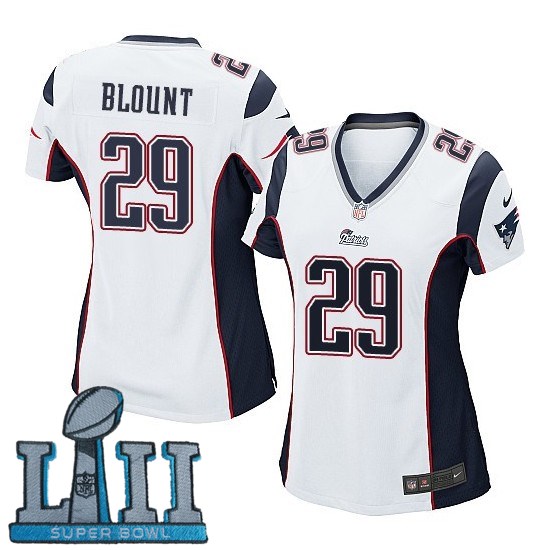 Women Nike New England Patriots #29 LeGarrette Blount Stitched White 2018 Super Bowl LII Game Jersey