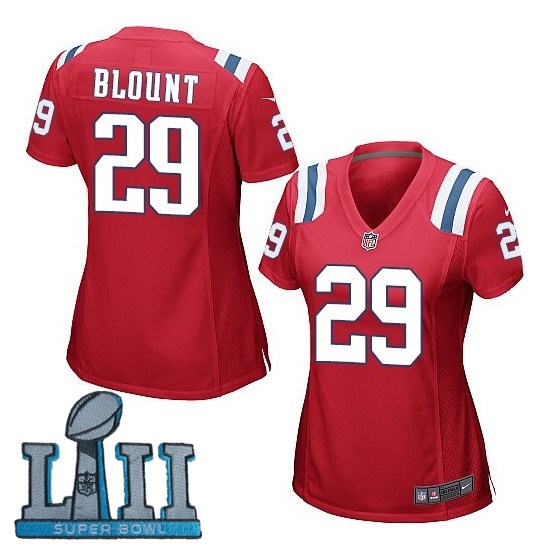 Women Nike New England Patriots #29 LeGarrette Blount Stitched Red 2018 Super Bowl LII Game Jersey
