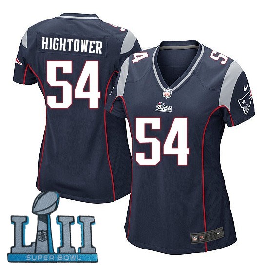 Women Nike New England Patriots #54 Dont'a Hightower Stitched Navy 2018 Super Bowl LII Game Jersey