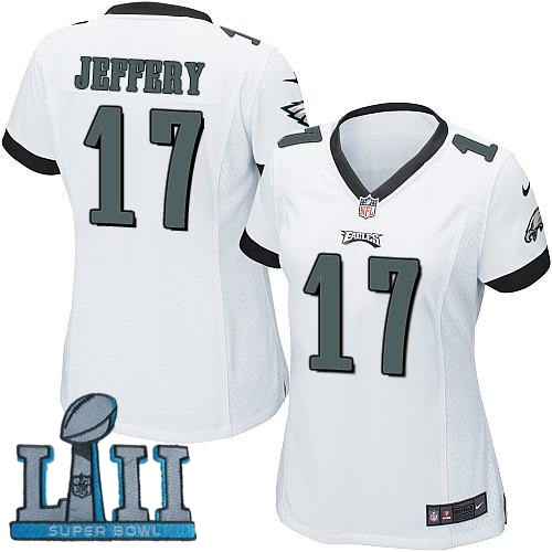 Women Nike Philadelphia Eagles #17 Alshon Jeffery Stitched White 2018 Super Bowl LII Game Jersey