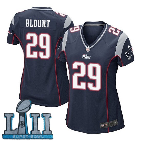 Women Nike New England Patriots #29 LeGarrette Blount Stitched Navy 2018 Super Bowl LII Game Jersey