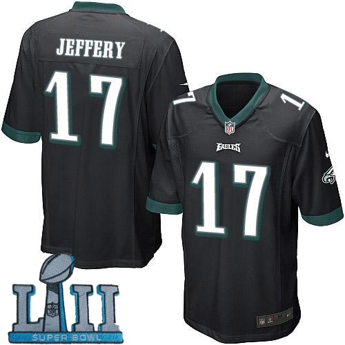 Youth Nike Philadelphia Eagles #17 Alshon Jeffery Stitched Black 2018 Super Bowl LII Game Jersey