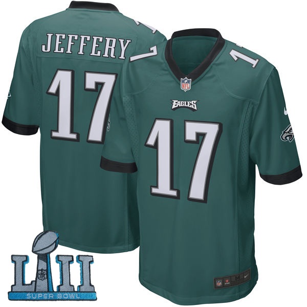 Youth Nike Philadelphia Eagles #17 Alshon Jeffery Stitched Green 2018 Super Bowl LII Game Jersey