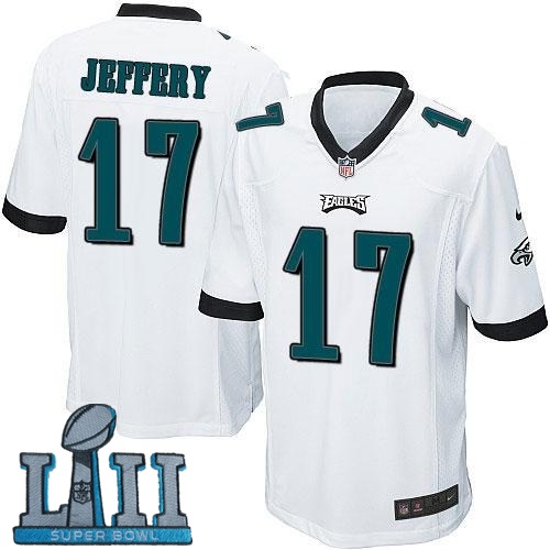 Youth Nike Philadelphia Eagles #17 Alshon Jeffery Stitched White 2018 Super Bowl LII Game Jersey