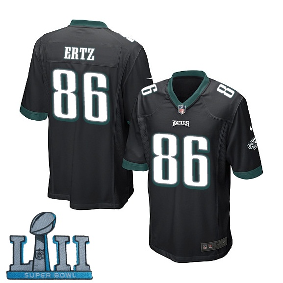 Youth Nike Philadelphia Eagles #86 Zach Ertz Stitched Black 2018 Super Bowl LII Game Jersey