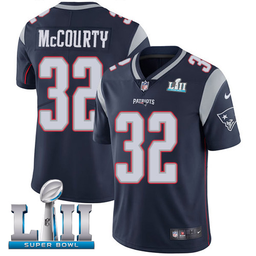 Men's Nike Patriots #32 Devin McCourty Navy Blue Team Color 2018 Super Bowl LII  Stitched NFL Vapor Untouchable Limited Jersey