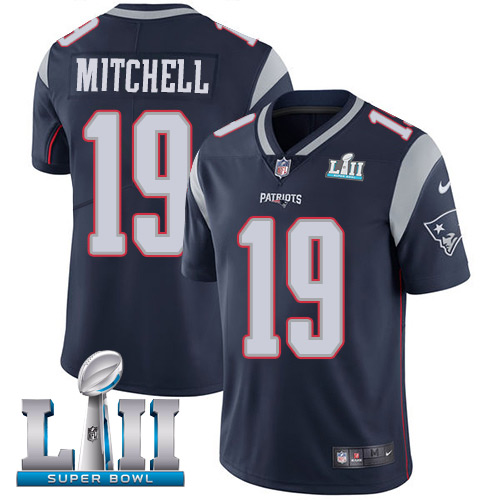 Men's Nike Patriots #19 Malcolm Mitchell Navy Blue Team Color 2018 Super Bowl LII  Stitched NFL Vapor Untouchable Limited Jersey