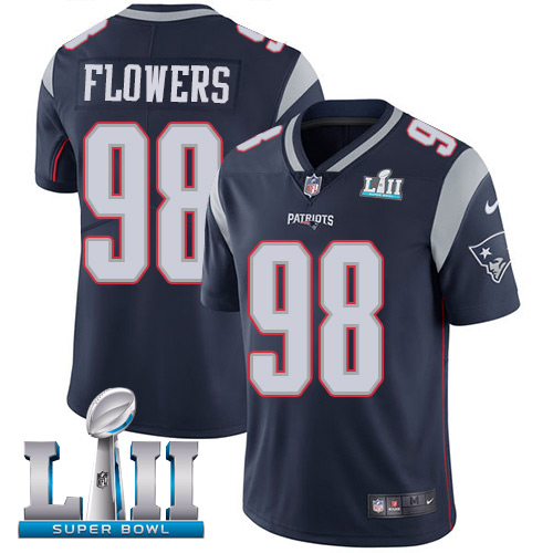 Men's Nike Patriots #98 Trey Flowers Navy Blue Team Color 2018 Super Bowl LII Stitched NFL Vapor Untouchable Limited Jersey