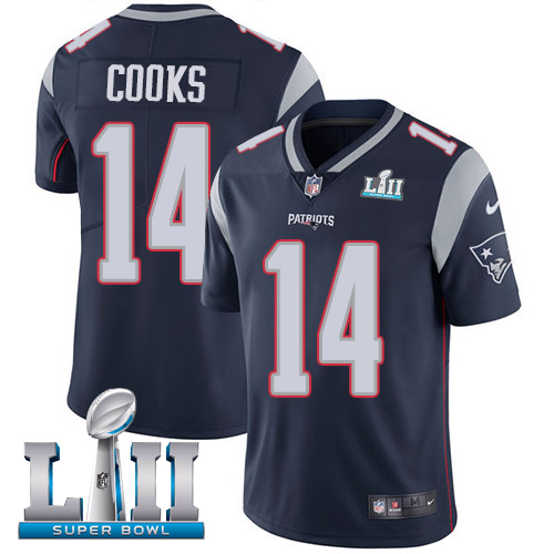 Men's Nike Patriots #14 Brandin Cooks Navy Blue Team Color 2018 Super Bowl LII Stitched NFL Vapor Untouchable Limited Jersey