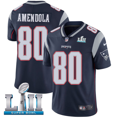 Men's Nike Patriots #80 Danny Amendola Navy Blue Team Color 2018 Super Bowl LII  Stitched NFL Vapor Untouchable Limited Jersey