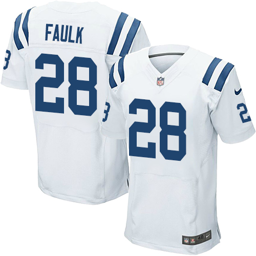 Nike Colts Men's #28 Marshall Faulk Stitched White NFL Elite Jersey