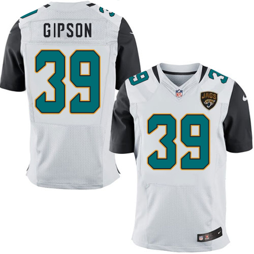 Nike Jaguars Men's #39 Tashaun Gipson Stitched White NFL Elite Jersey