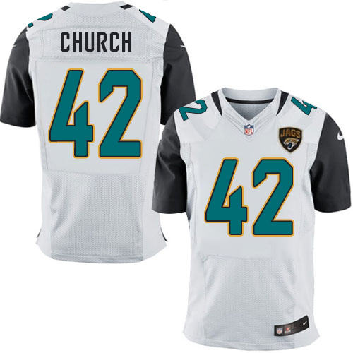 Nike Jaguars Men's #42 Barry Church Stitched White NFL Elite Jersey