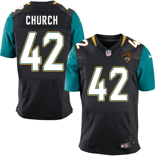 Nike Jaguars Men's #42 Barry Church Stitched Black Alternate NFL Elite Jersey