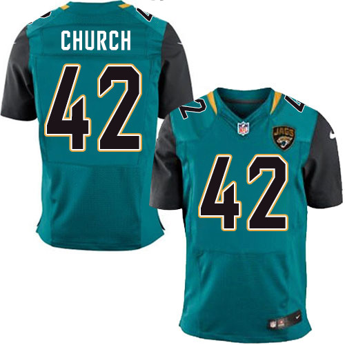Nike Jaguars Men's #42 Barry Church Stitched Teal Green Team Color NFL Elite Jersey
