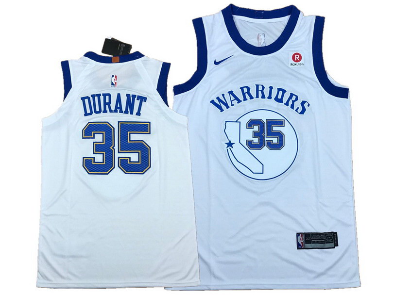 Men's Warriors 35 Kevin Durant White Fashion Current Player Hardwood Classics Nike Jersey