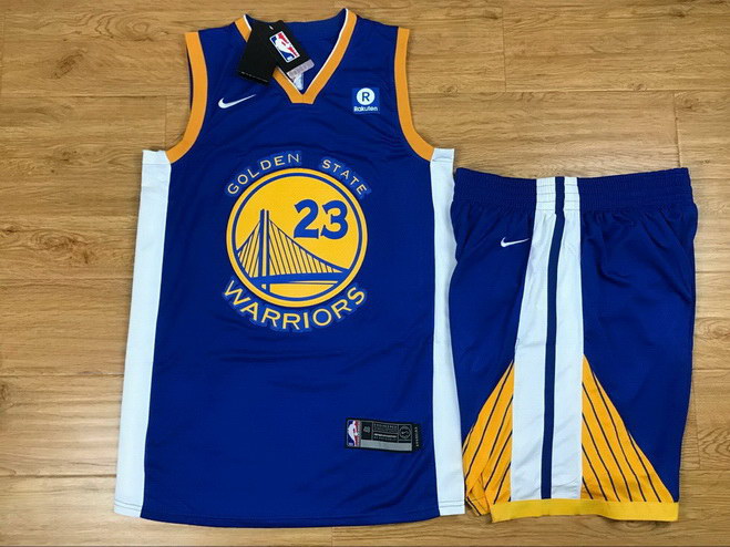 Men's Warriors 23 Draymond Green Blue Nike Swingman Jersey(With Shorts)