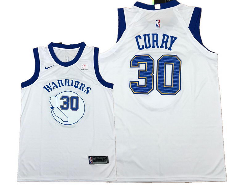 Men's Warriors 30 Stephen Curry White Fashion Current Player Hardwood Classics Nike Authentic Jersey