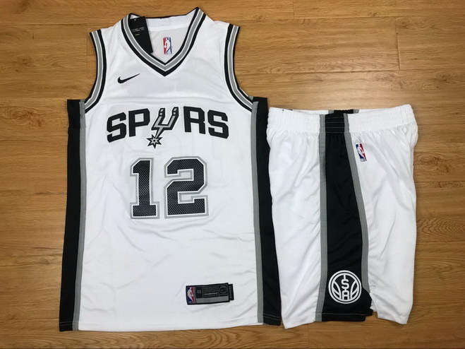 Men's Spurs 12 Lamarcus Aldridge White Nike Swingman Jersey(With Shorts)