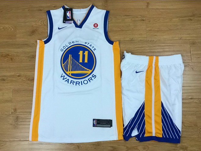 Men's Warriors 11 Klay Thompson White Nike Swingman Jersey(With Shorts)