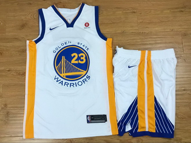 Men's Warriors 23 Draymond Green White Nike Swingman Jersey(With Shorts)