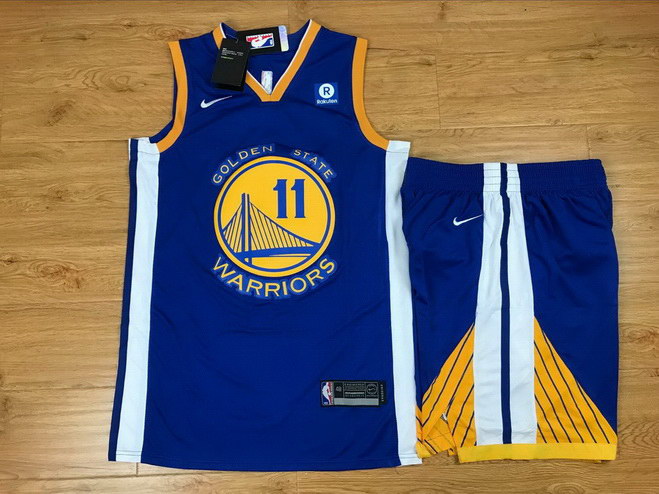 Men's Warriors 11 Klay Thompson Blue Nike Swingman Jersey(With Shorts)