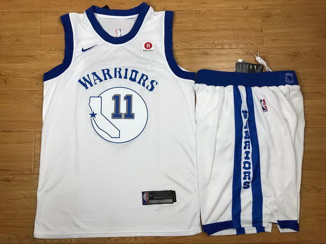Men's Warriors 11 Klay Thompson White Fashion Current Player Hardwood Classics Nike Authentic Jersey(With Shorts)