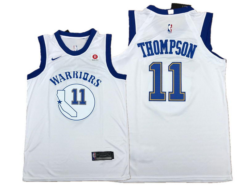Men's Warriors 11 Klay Thompson White Fashion Current Player Hardwood Classics Nike Authentic Jersey
