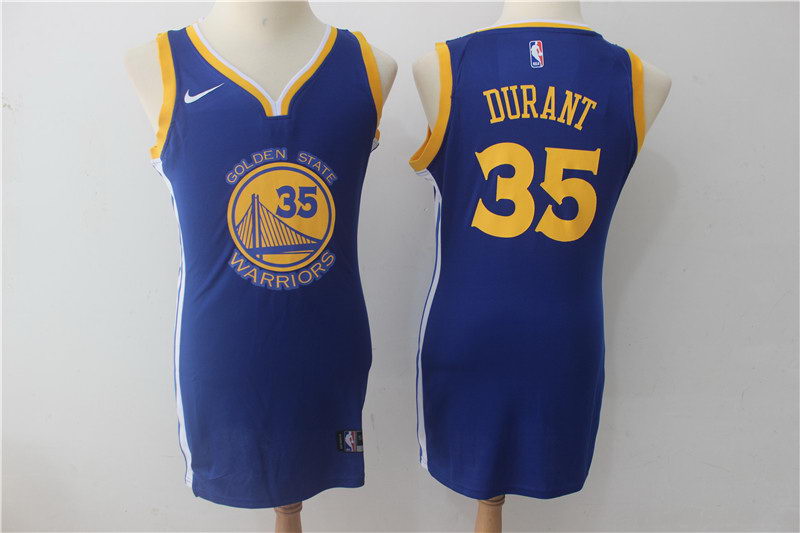 Women Nike Warriors 35 Kevin Durant Blue Nike Swingman Jersey