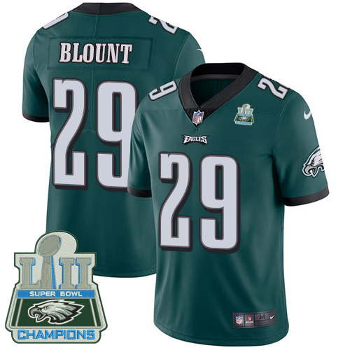 Men's Nike Eagles #29 LeGarrette Blount Midnight Green Team Color Super Bowl LII Champions Stitched NFL Vapor Untouchable Limited Jersey