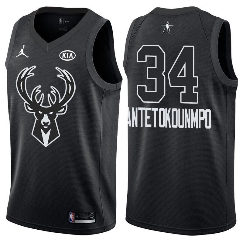 Men's Bucks 34 Giannis Antetokounmpo Jordan Brand Black 2018 All-Star Game Swingman Jersey