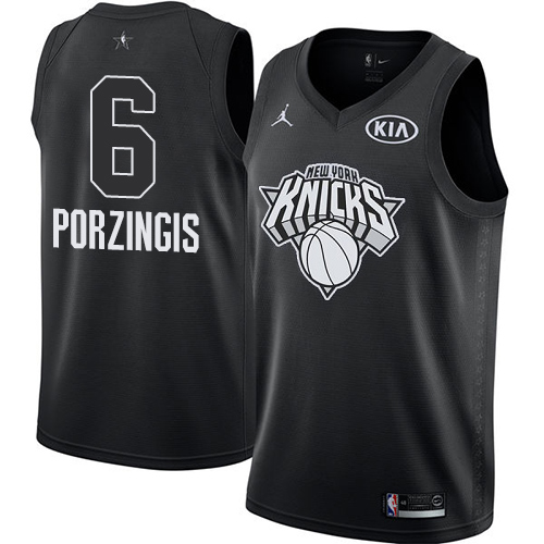 Men's Knicks #6 Kristaps Porzingis Black NBA Jordan Swingman 2018 All-Star Game Jersey
