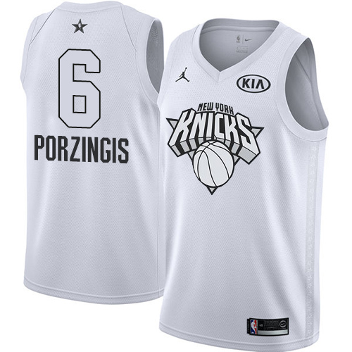 Men's Knicks #6 Kristaps Porzingis White NBA Jordan Swingman 2018 All-Star Game Jersey
