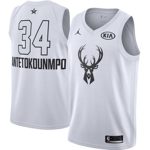 Men's Nike Bucks #34 Giannis Antetokounmpo White NBA Jordan Swingman 2018 All-Star Game Jersey