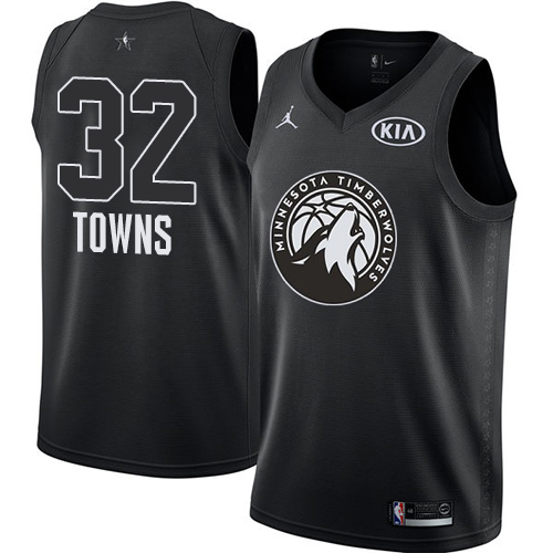Men's Nike Timberwolves #32 Karl-Anthony Towns Black NBA Jordan Swingman 2018 All-Star Game Jersey